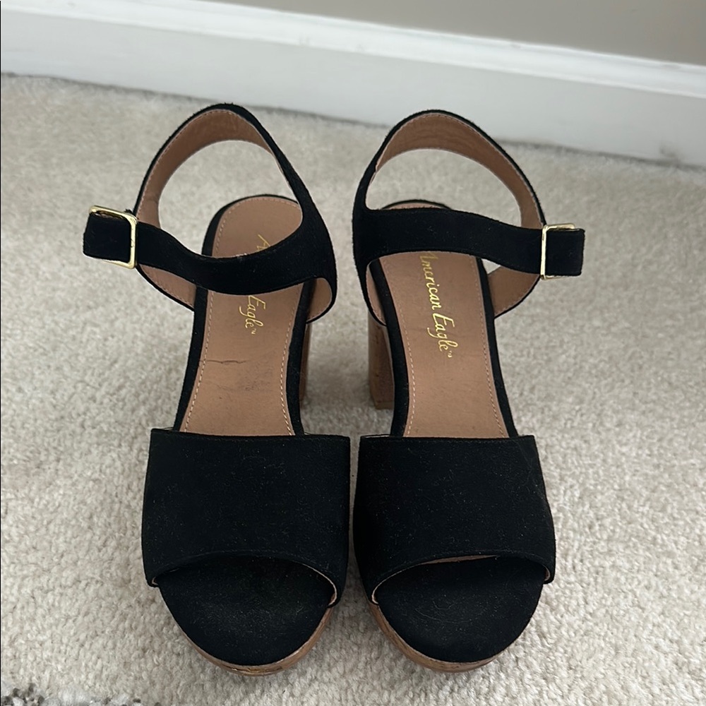 American Eagle Outfitters Black Heeled Shoes with Chunky Block Heel